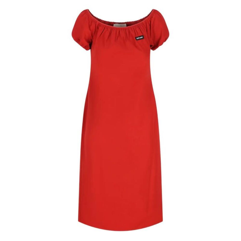Boat Neckline Cotton Poplin Midi Dress Women